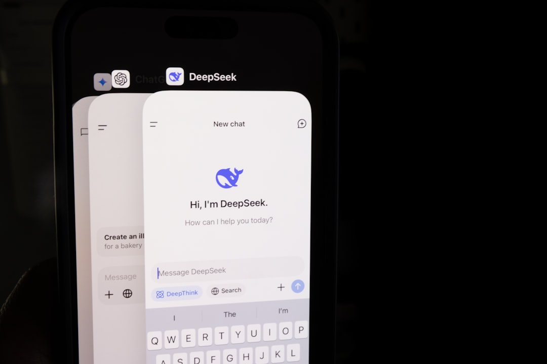 DeepSeek - A close up of a cell phone with a keyboard